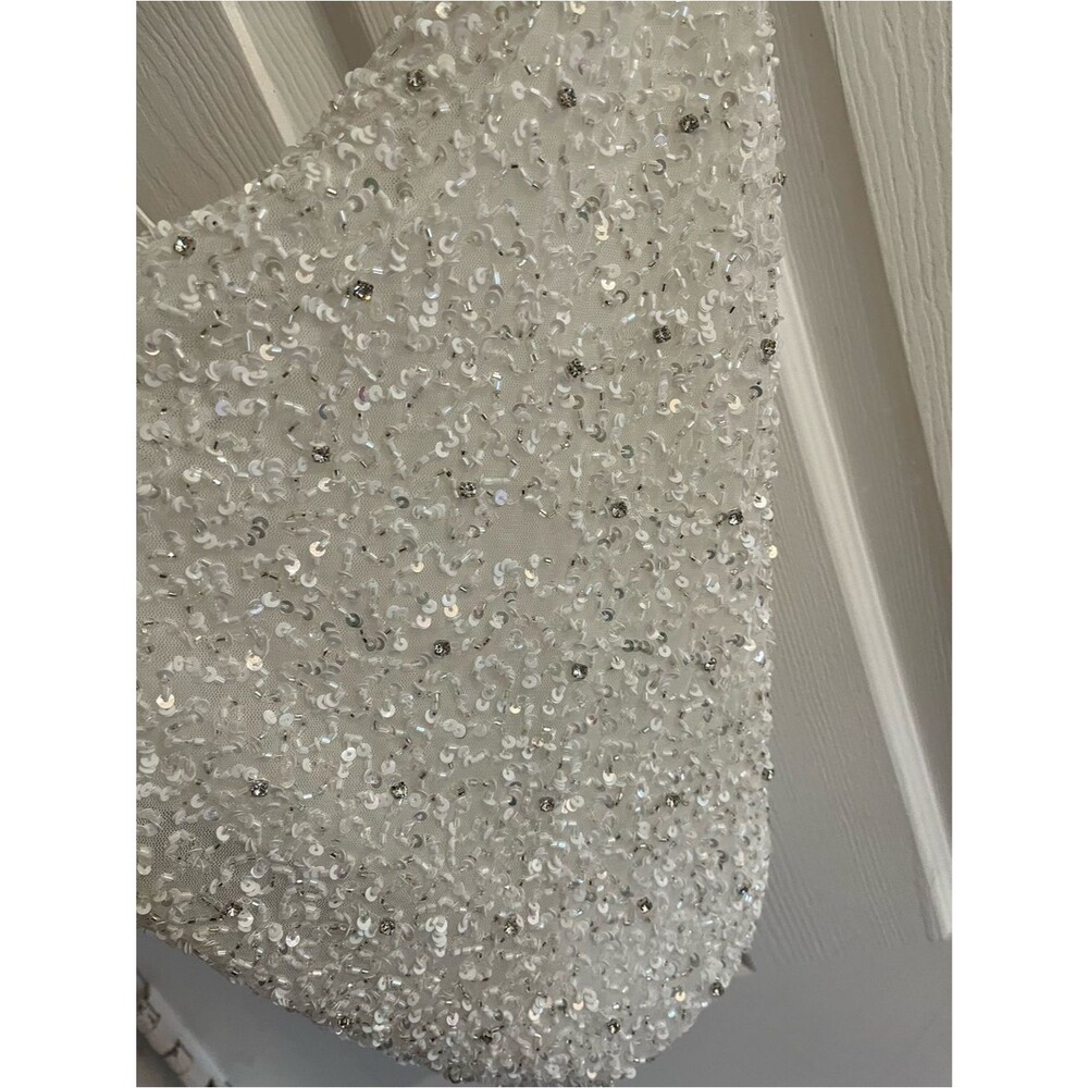 NWT Retrofete Top White Beaded Sequin Cowl Neck Michal Bridal Bachelorette sz XS - Picture 3 of 6